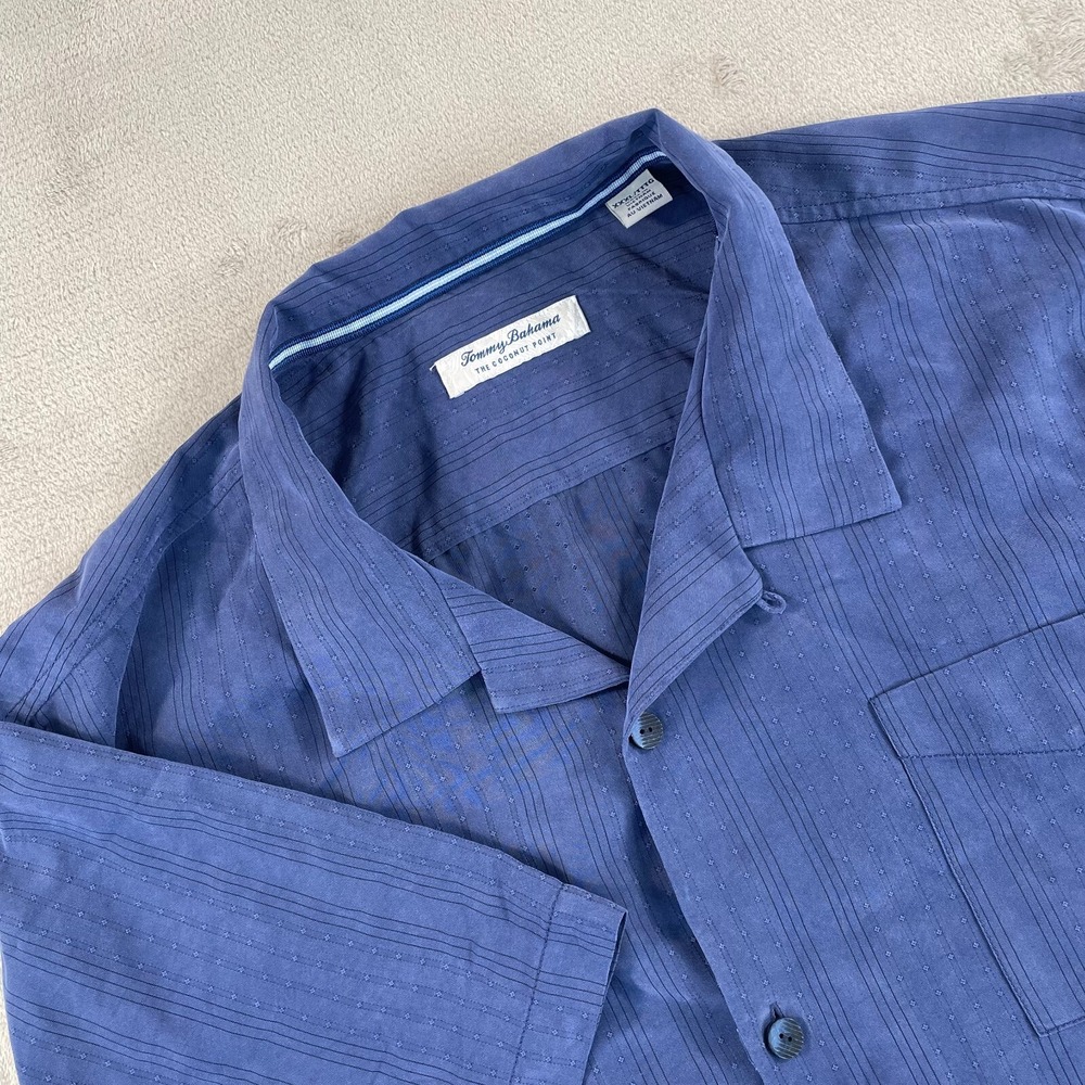 Tommy Bahama Coconut Point Tide Vista Camp Shirt Men 3XL Navy IslandZone NWOT